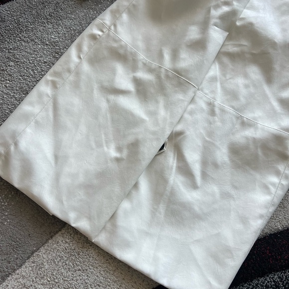 Fashion Nova White Faux Leather Martinis In The City Trench Coat - Picture 13 of 13